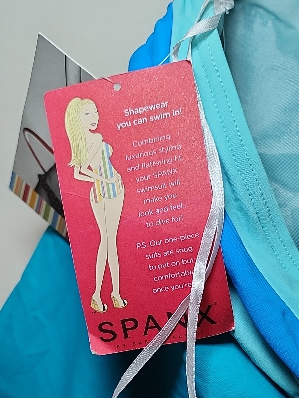 NWT Spanx  735 Tankini one piece Shapewear Swim slimming halter Teal 8 - Picture 13 of 16